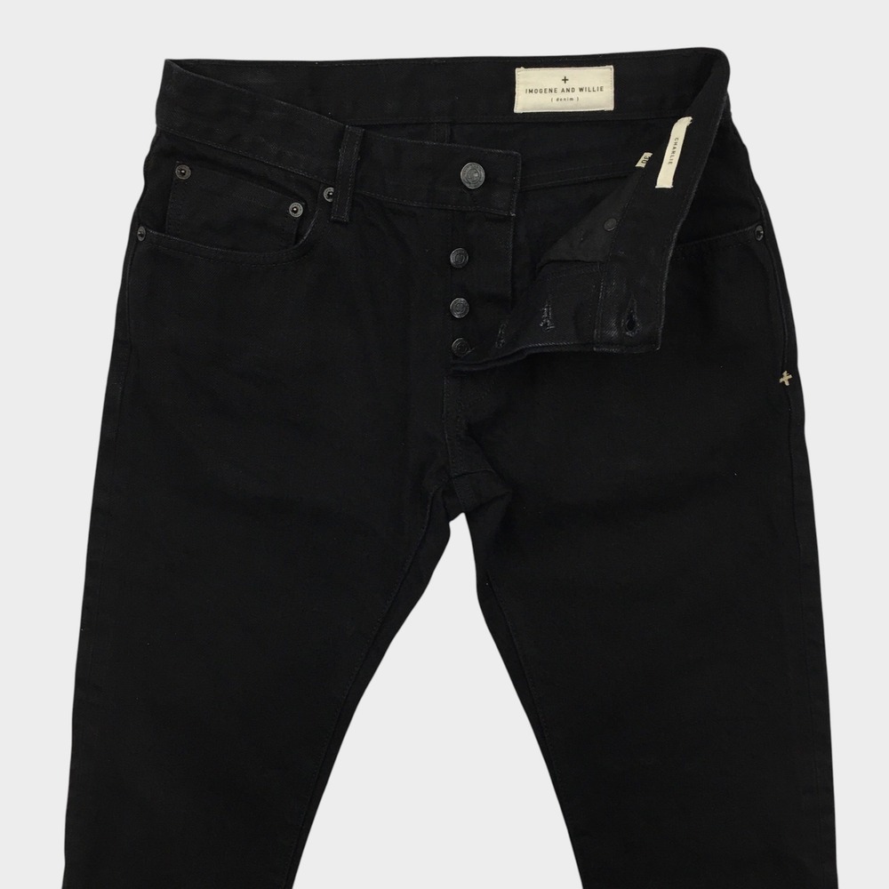 Imogene and Willie Charlie Black Selvedge Denim Jeans Mens Size 30 Button Fly